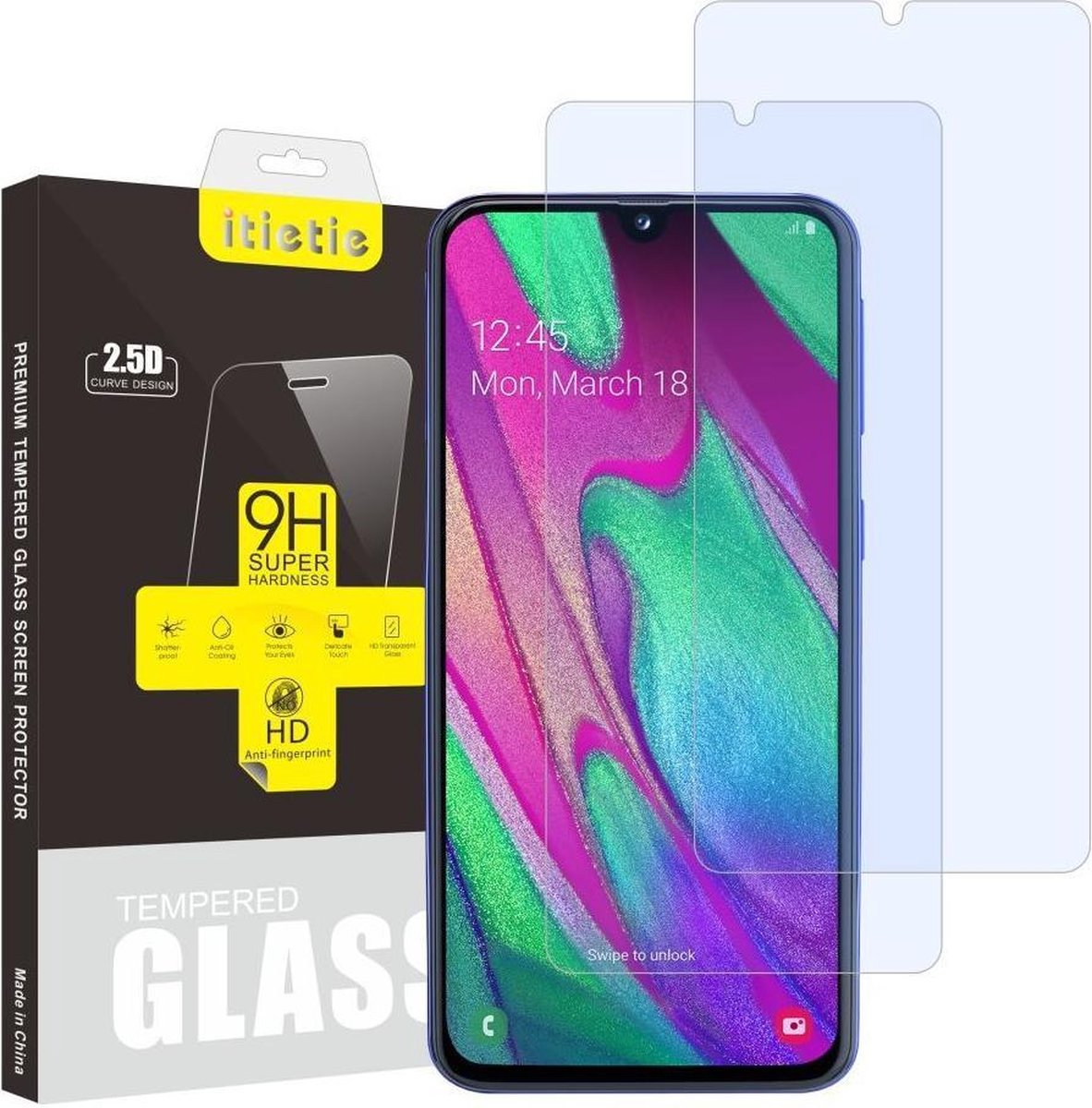 Geschikt voor Samsung Galaxy A40 9H Tempered Glass Screen Protector (2-Pack)