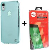 iPhone X/XS Turquoise TPU siliconenhoesje + Screenprotector / Tempered Glass