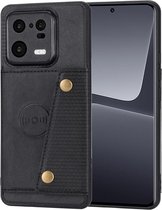 Portemonnee Hoesje voor de Xiaomi 13 Pro Zwart - 3 in 1 Back Cover met Pasjeshouder - Telefoonhoesje voor Pinpas met Kaarthouder op Achterkant - Case met Magneet voor Auto Houder Zwart