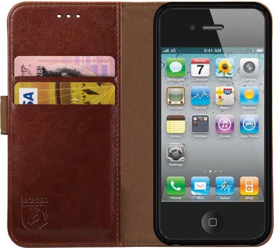 Rosso Element Apple iPhone 4 / 4S Hoesje Book Cover Bruin | bol.com
