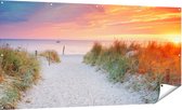 Gards Tuinposter Strand en Duinen bij Zonsondergang - 180x90 cm - Tuindoek - Tuindecoratie - Wanddecoratie buiten - Tuinschilderij