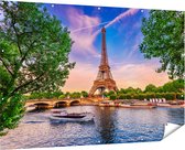 Gards Poster de jardin Tour Eiffel à Paris sur l' Water - Couleur - 180x120 cm - Toile de jardin - Décoration de jardin - Décoration murale extérieur - Tableau de jardin