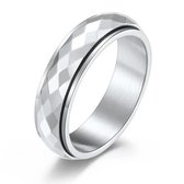 Anxiety Ring - (Glans) - Stress Ring - Fidget Ring - Anxiety Ring For Finger - Draaibare Ring - Spinning Ring - Zilverkleurig RVS - (21.50 mm / maat 68)