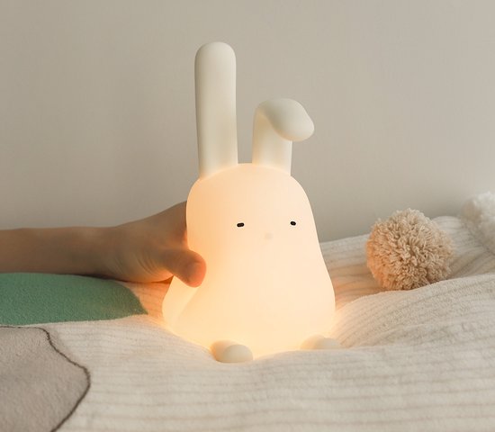 Serwiser Lopunny night lamp Speelkameraad konijn - Decoratieve nachtlamp voor kinderen - Oplaadbaar via USB - Lange gebruiksduur - Buigbare oren voor vasthoude telefoon