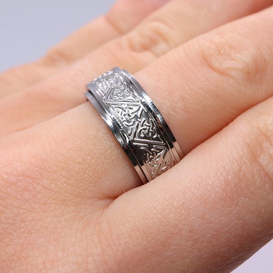 Anxiety Ring - (Keltisch) - Stress Ring - Fidget Ring - Anxiety Ring For Finger - Draaibare Ring - Spinning Ring - Zilver - (18.00 mm / maat 57) - Despora