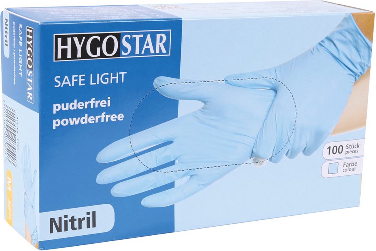 Goedkoopste Hygostar Wegwerp handschoenen - Nitril - Poedervrij - Blauw - S - 100 stuks