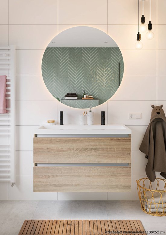 Mondiaz ALAN-DLUX Badmeubelset 100cm badmeubel onderkast Washed_Oak 1