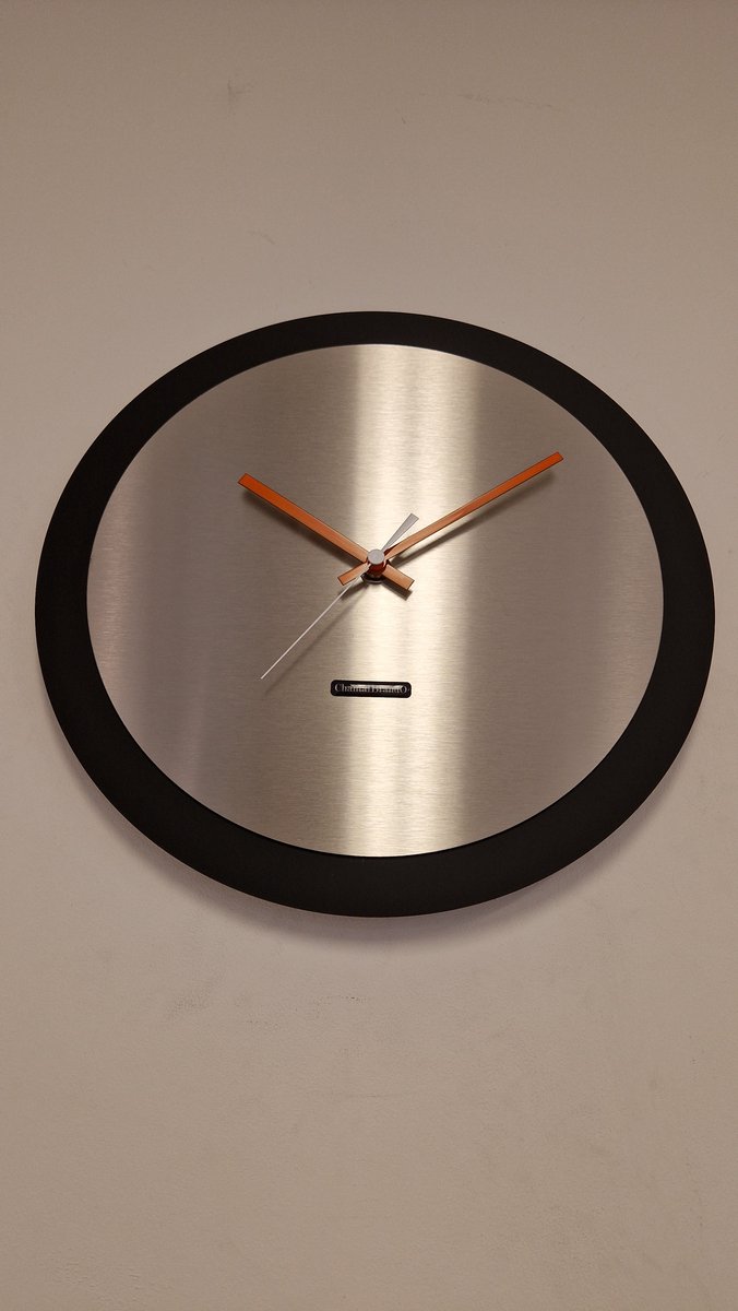 Wandklok ChantalBrandO MISTRAL BLACK & RVS -- MODERN DESIGN