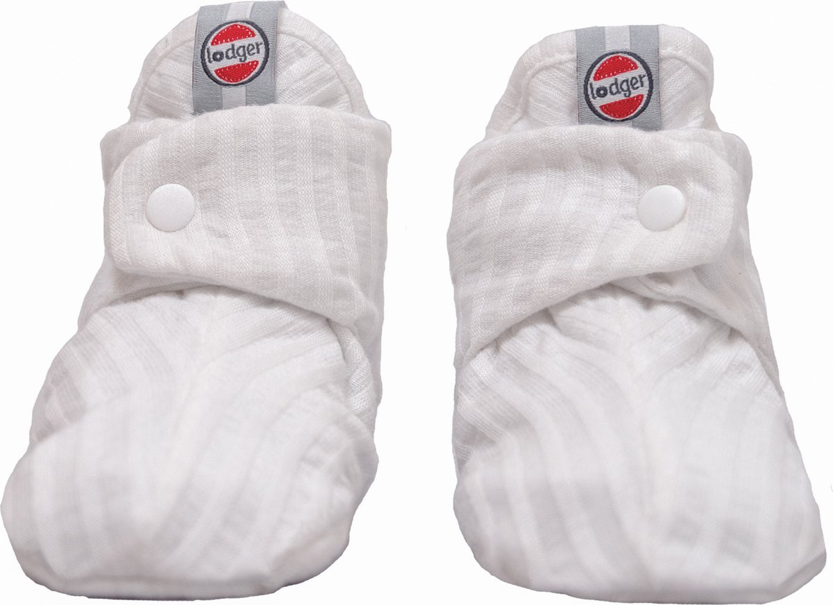 Lodger - Baby Slofjes Katoen - Wit - 3-6 Maanden - Blijven goed zitten - Newborn Slofjes