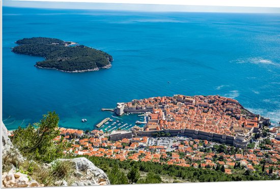 PVC Schuimplaat - Uitzicht op Traditionele Gebouwen van Kustplaats Dubrovnik, Kroatië - 120x80 cm Foto op PVC Schuimplaat (Met Ophangsysteem)