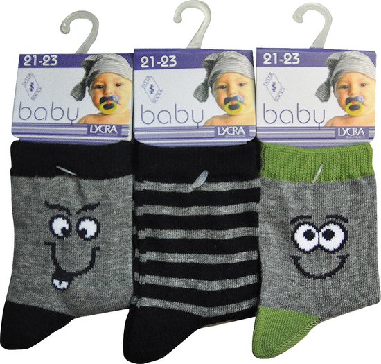 Baby / kinder sokjes happy - 19/20 - unisex - 90% katoen - naadloos - 12 PAAR - chaussettes socks