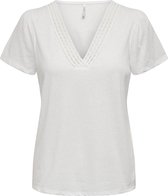 Only T-shirt Onlbenita S/s V-neck Top Jrs 15294612 Cloud Dancer Dames Maat - XL