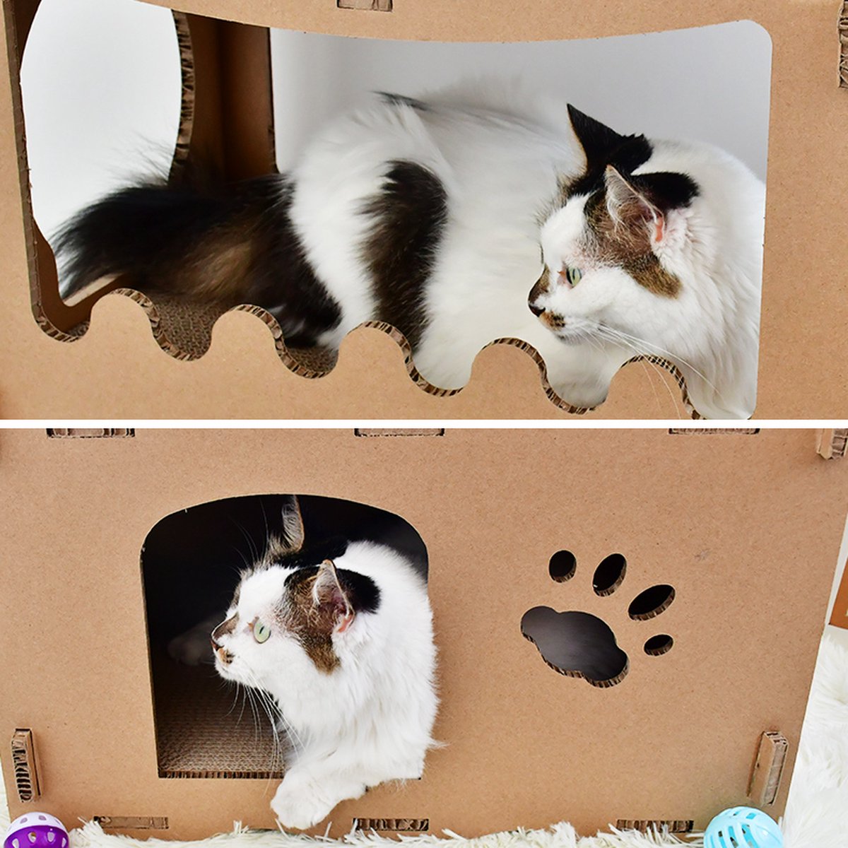 Kattenhuis - duurzaam speelhuis voor katten - karton krabmeubel katten - Afmetingen 53.5 x 31 x 70.5 cm — afbeelding 3