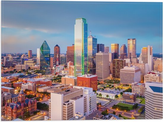 Vlag - Uitzicht op Gebouwen in Dallas, Texas - 40x30 cm Foto op Polyester Vlag
