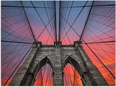Poster Glanzend – Uitzicht vanaf Brooklyn Bridge, New York City - 40x30 cm Foto op Posterpapier met Glanzende Afwerking