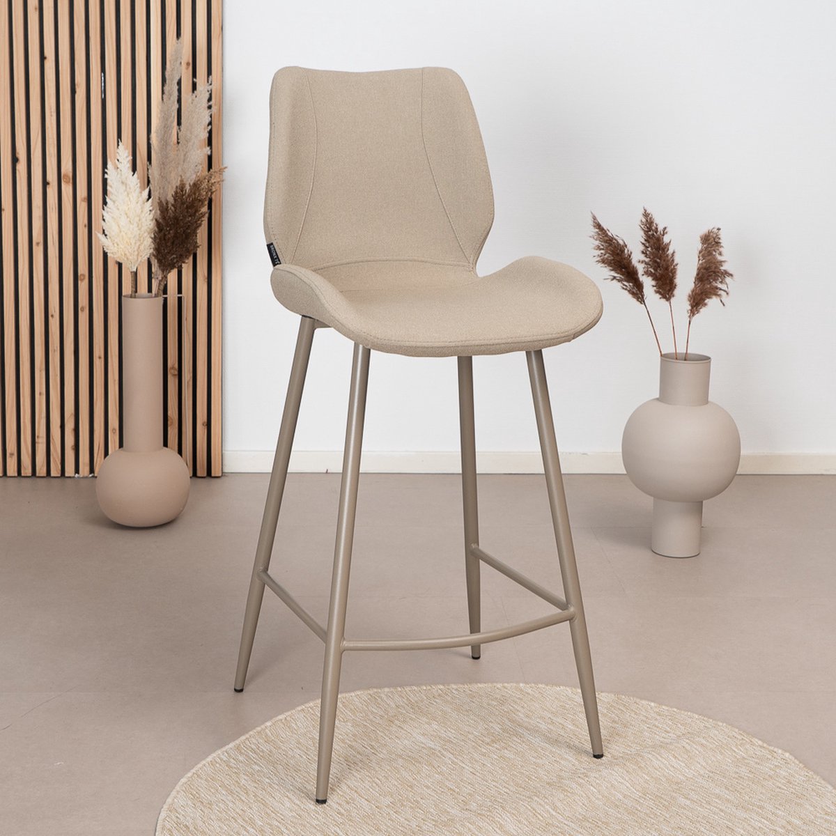Bronx71 Scandinavische barkruk Jena taupe gerecyclede stof 69 cm - barstoel