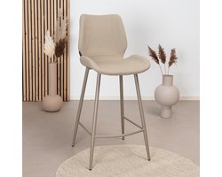 Bronx71® Scandinavische barkruk Jena taupe gerecyclede stof 69 cm - barstoel