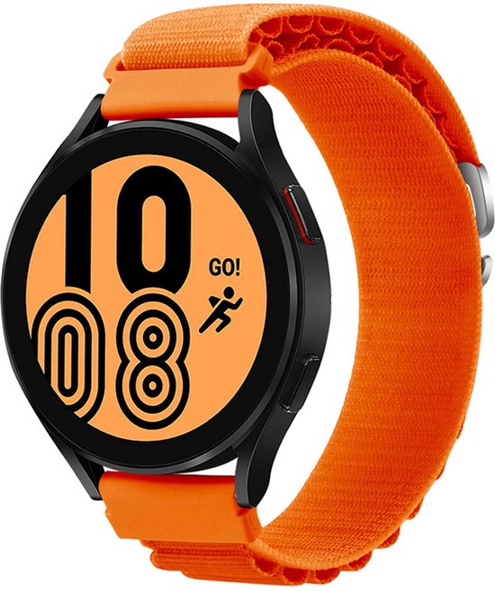 YONO Nylon Loop Bandje 20mm - Horlogebandje geschikt voor Samsung Galaxy Watch 6 / 5 / Pro / 4 / 3 / Active 2 - Polar Ignite / Unite – Huawei - Oranje