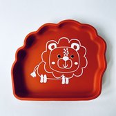Fijn&Snel! - kinderbordje - siliconen - leeuw - rood - baby's en kids - vaatwasserbestendig