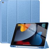 Geschikt Voor iPad 9/8/7 Hoes - 9e/8e/7e Generatie - 2021/2020/2019 - 10.2 Inch - Solidenz Trifold Bookcase - Cover - Case Met Autowake - Hoesje Met Pencil Houder - A2757 - A2777 - A2696 - Blauw