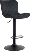 Tabouret de bar CLP Emma - Avec dossier - Avec repose-pieds - Réglable - Velours noir