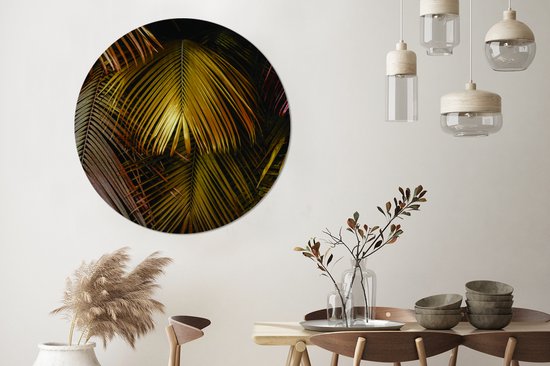 WallCircle - Cercle mural ⌀ 120 - Jungle - Palmier - Or - Tableaux ronds salon - Plaque murale ronde - Cercle Décoration murale - Décoration chambre intérieur - Décoration murale - Accessoires de maison XXL