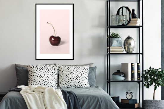 Fotolijst incl. Poster - Kers - Fruit - Rood - Stilleven - 60x90 cm - Posterlijst