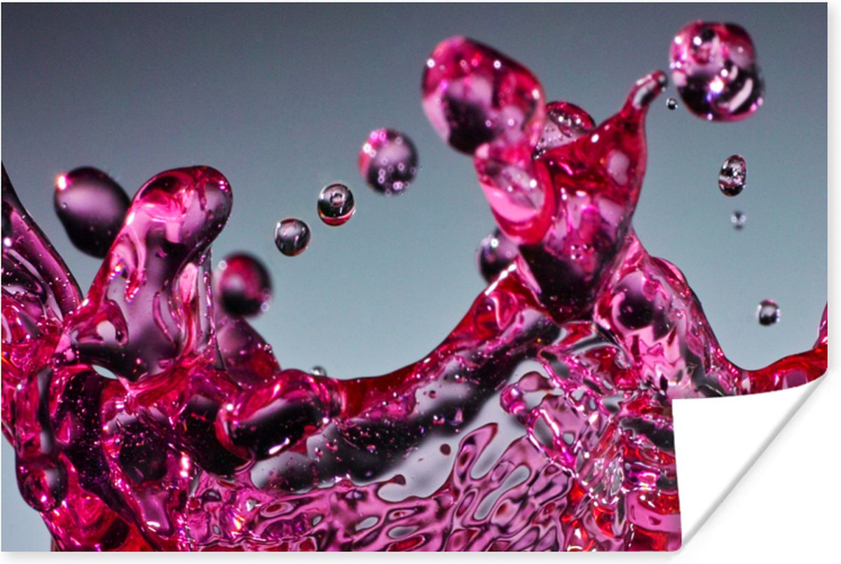 Poster Water - Abstract - Roze - Druppels - 90x60 cm