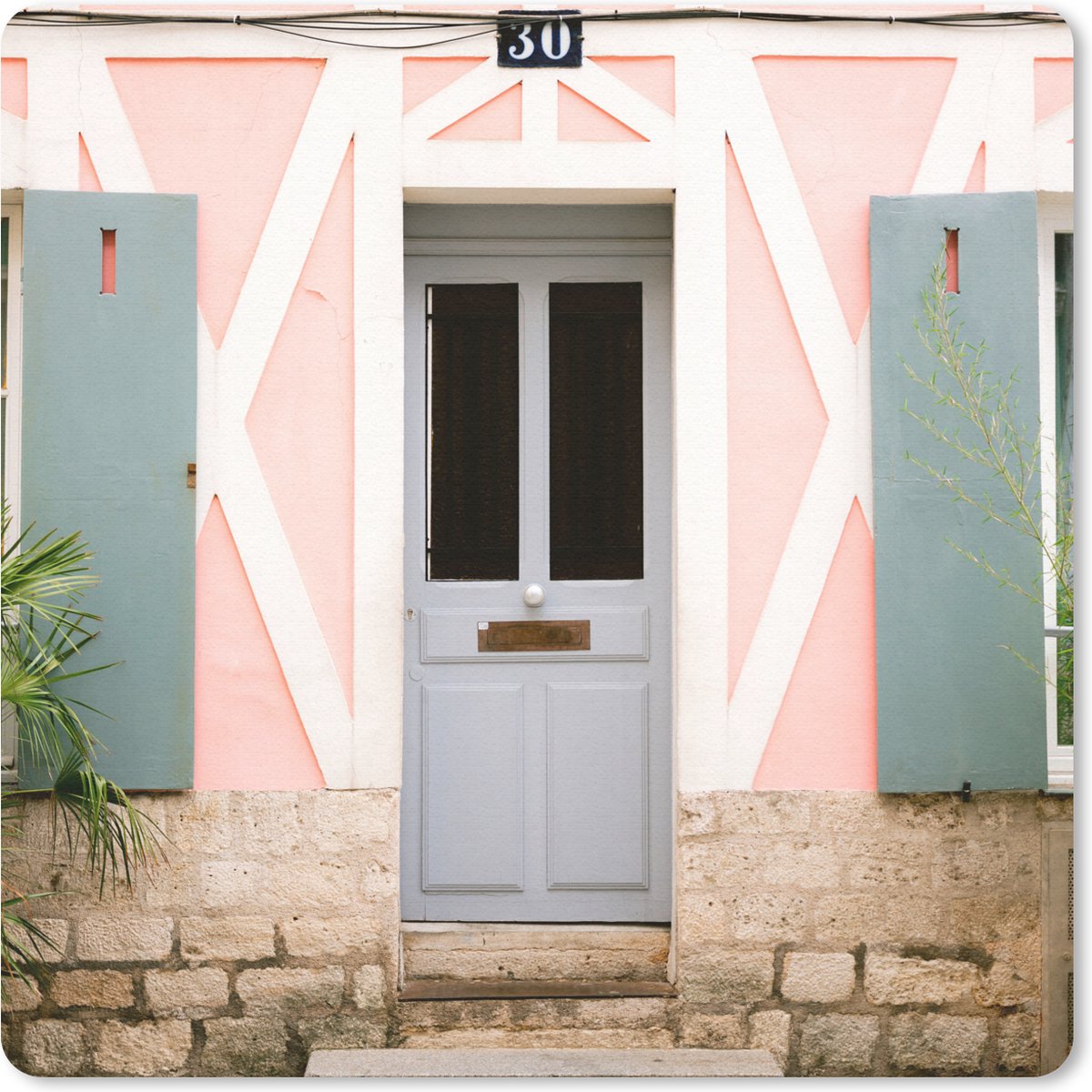 Muismat 30x30 cm - Mousepad Roze - Deur - Architectuur - Huis - Muismatten