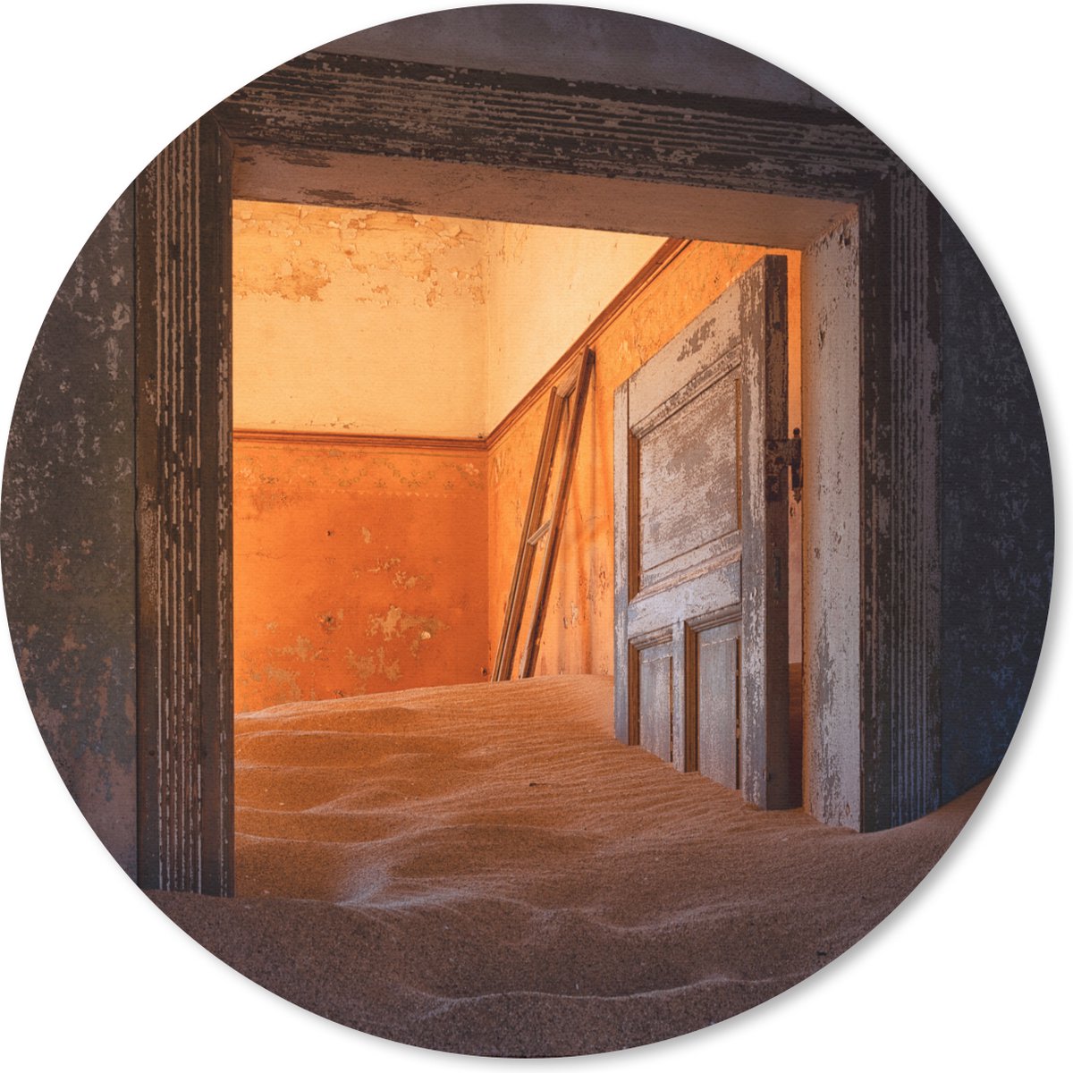 Muismat rond 20x20 cm - Mousepad Deur - Zand - Huis - Architectuur - Ronde muismatten