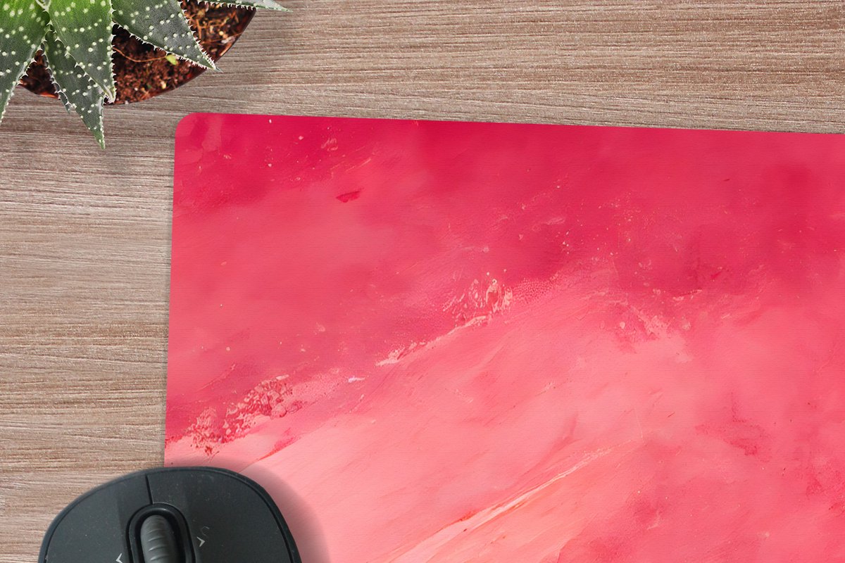 Muismat XXL 80x80 cm - Bureau onderlegger - Bureau mat Abstract - Roze - Pastel - Vormen - Bureaumat - Gaming mousepad xl - Bureaulegger groot - Computer deskmat