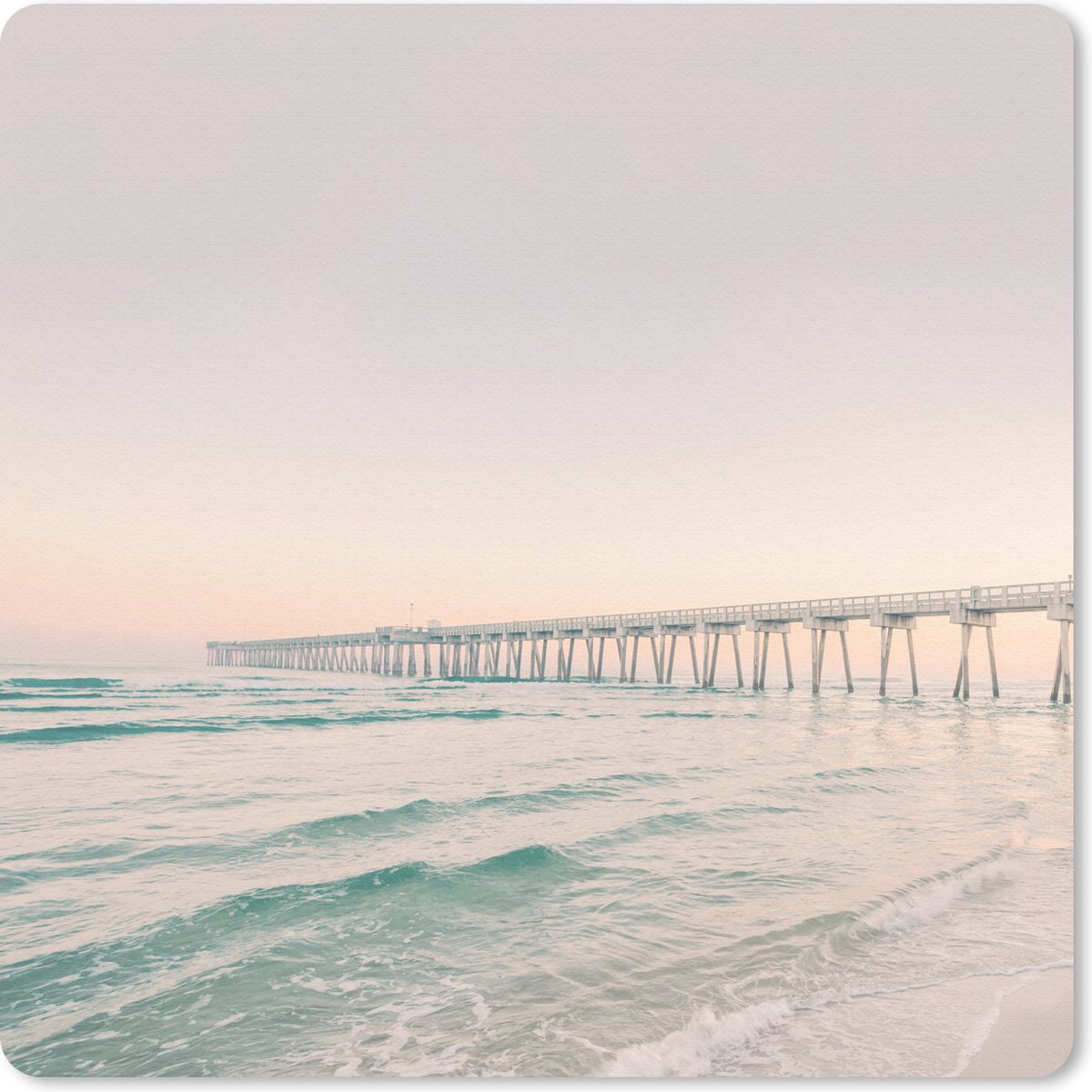 Muismat 30x30 cm - Mousepad Zee - Strand - Brug - Natuur - Zonsondergang - Muismatten
