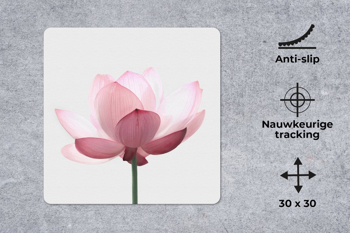 Muismat 30x30 cm - Mousepad Bloemen - Roze - Natuur - Botanisch - Muismatten