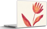 Laptop sticker - 17.3 inch - Bloemen - Plant - Rood - Pastel - 40x30cm - Laptopstickers - Laptop skin - Cover