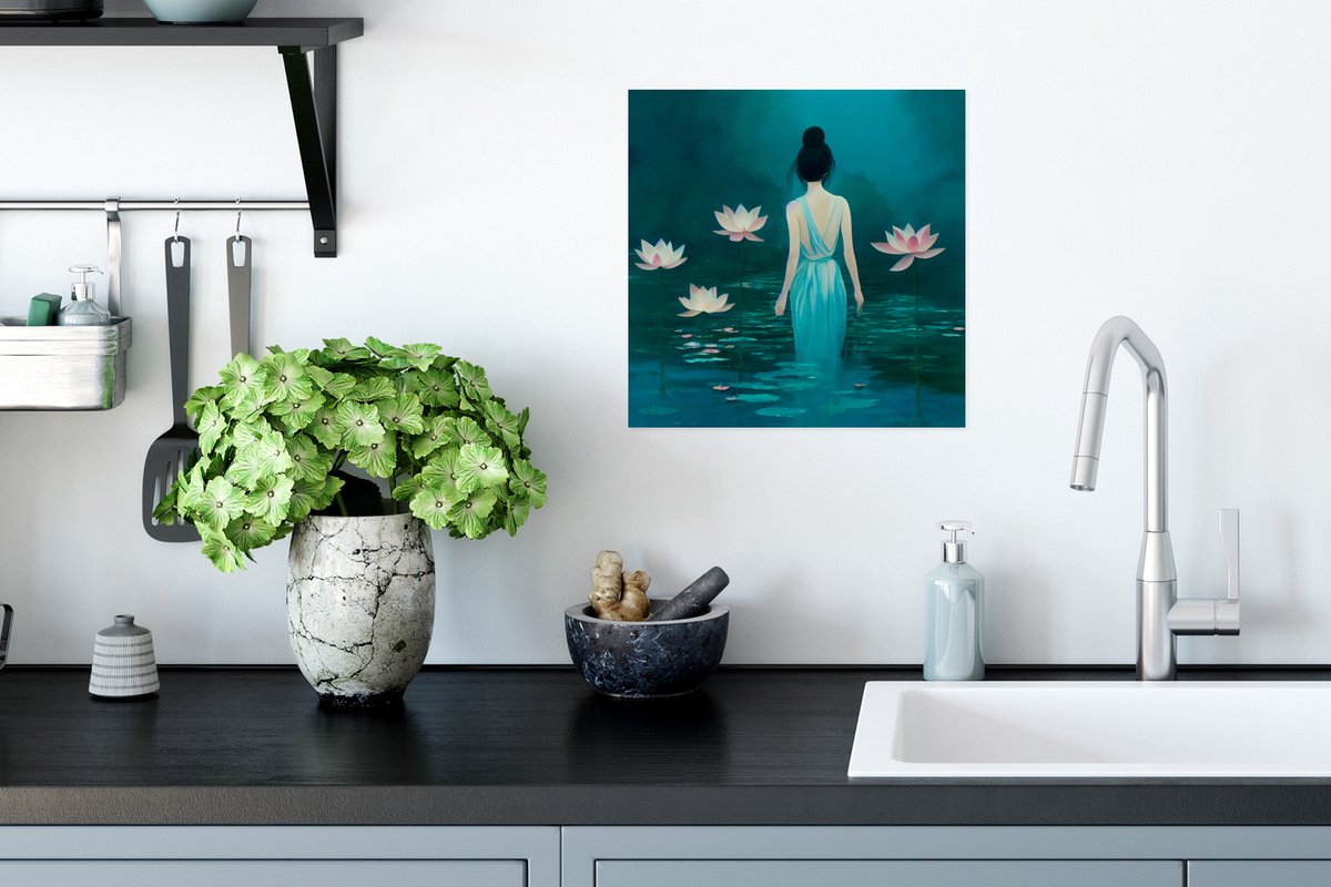 Vrouw - Portret - Water - Bloemen - Lelie