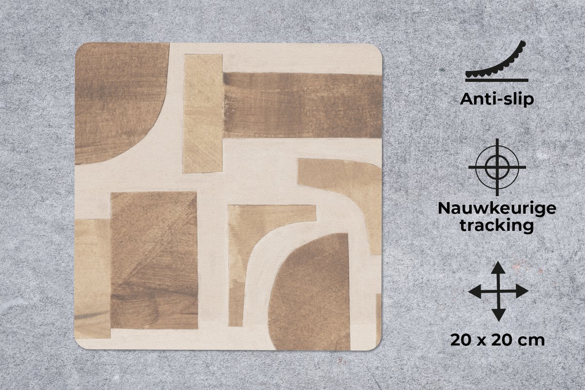 Muismat 20x20 cm - Mousepad Vormen - Abstract - Puzzel - Hout - Muismatten