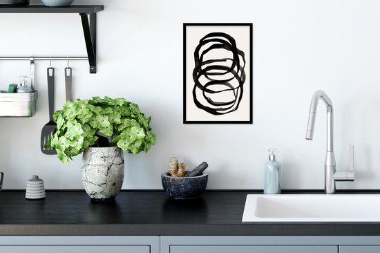 Fotolijst incl. Poster - Abstract - Kunst - Lijnen - Patroon - 20x30 cm - Posterlijst