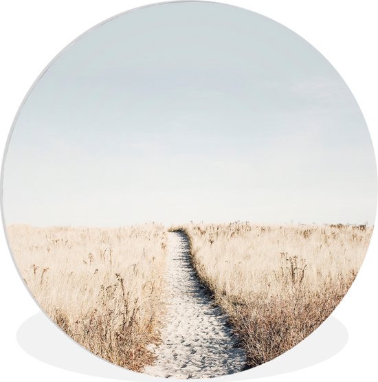 WallCircle® Wandcirkel 30x30 cm - Muurcirkel Pad - Zand - Planten - Natuur - Muurdecoratie woonkamer - Wanddecoratie slaapkamer - Kamer decoratie accessoires - Ronde schilderijen