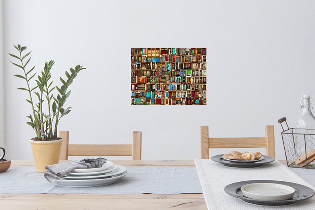Muurstickers - Sticker Folie - Deuren - Kleurrijk - Collage - Architectuur - 40x30 cm - Pl