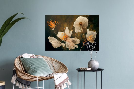 Muurstickers - Sticker Folie - Bloemen - Planten - Natuur - Kleuren - Illustratie - 60x40 cm - Plakfolie - Muurstickers Kinderkamer - Zelfklevend Behang - Zelfklevend behangpapier - Stickerfolie