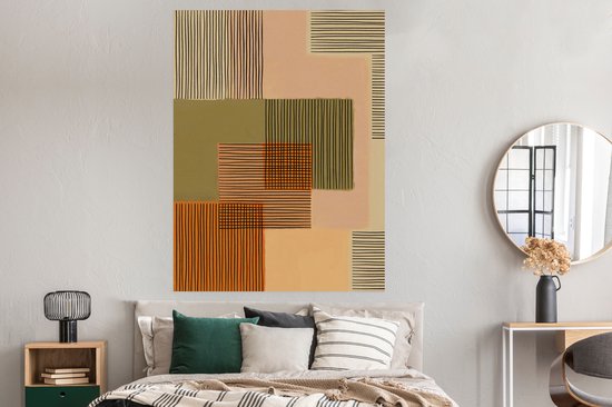Poster Abstract - Lijnen - Kubus - Patchwork - 120x160 cm XXL