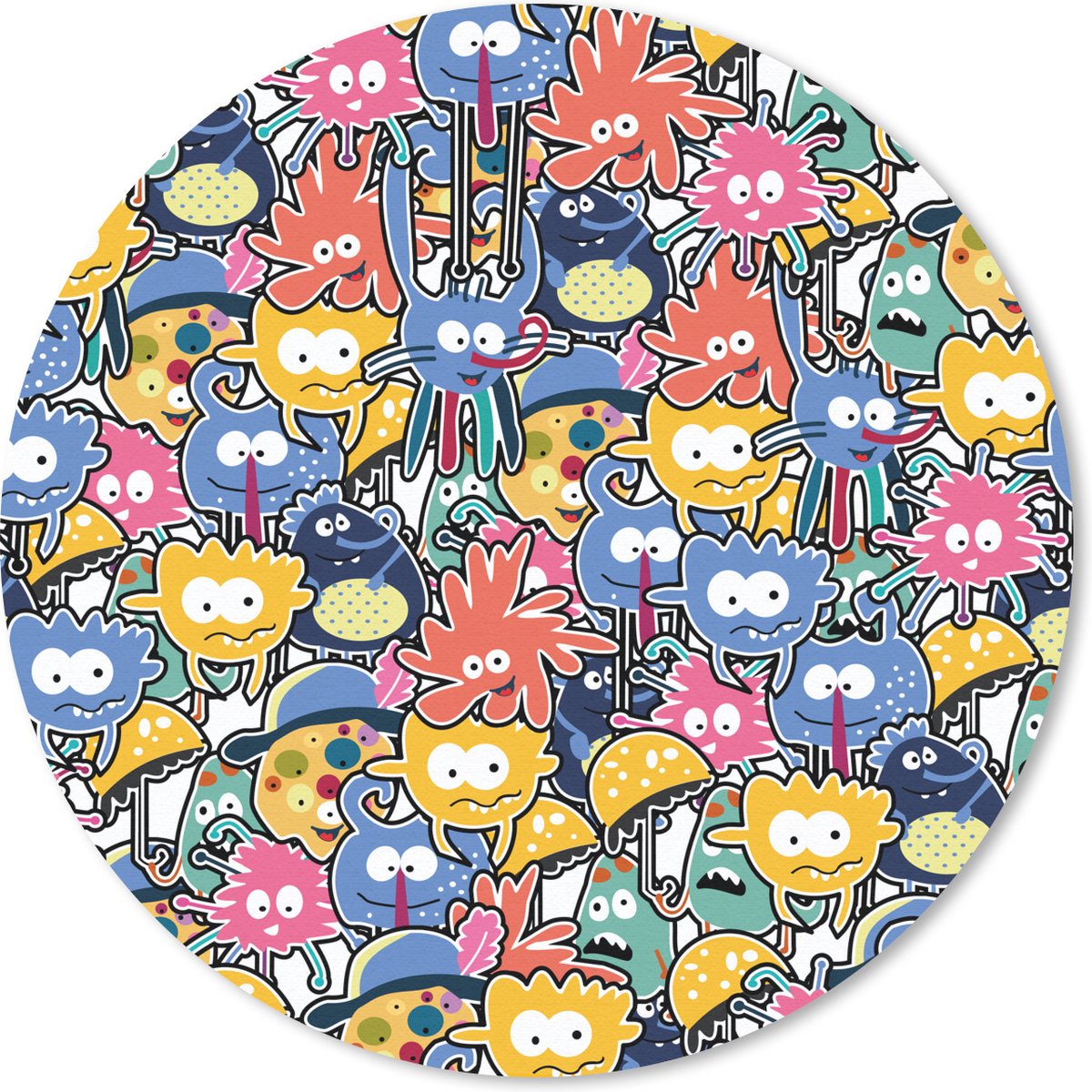 Muismat rond 50x50 cm - Mousepad Design - Grappig - Abstract - Rood - Blauw - Kids - Ronde muismatten