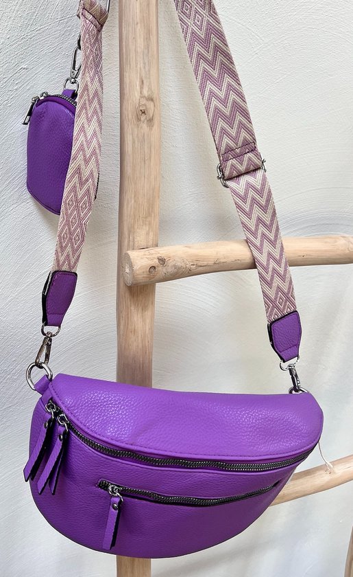 Vezluax 30x20cm Grote Dames Heuptas Stijlvolle Vegan Leren Schoudertas Trendy Crossbody Tas met Brede Riem voor Dagelijks Gebruik en Reizen Blauw