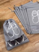 schoenen opberg zak | Schoenen tas | tas voor op reis | 2 stuks | Extra Groot | Grijs | Milieuvriendelijk | Waterafstotend