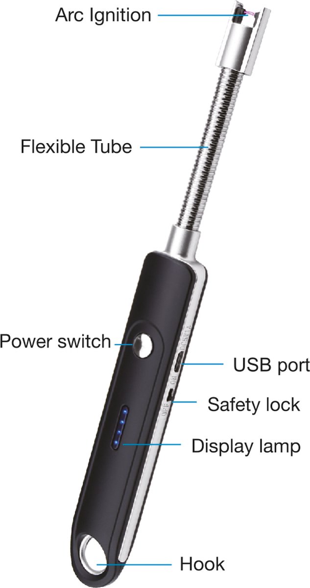 Papillon - Briquet électrique long - Rechargeable par USB - Briquet  flexible 