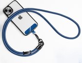 Cordon téléphonique universel - Chaîne téléphonique avec clip - Avec cordon détachable - Cordon de 60 cm - Bleu foncé