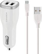 Mobiparts Car Charger Dual USB 24W/4.8A + Micro USB Kabel - Wit