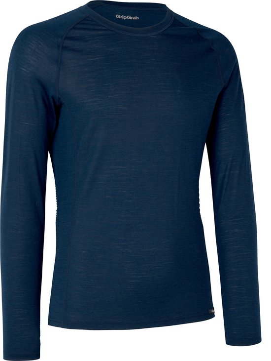 GripGrab - Merino Blend Thermal Lange Mouw Herfst Winter Fiets Base Layer Ondershirt - Navy Blauw - Unisex - Maat XXL