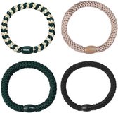 Hidzo Haarelastiekjes - Elastiek & armband - Set Groen/ Beige/ Zwart