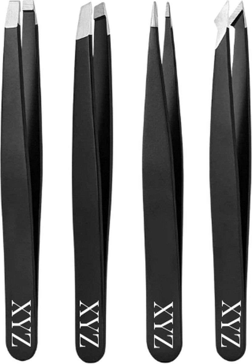 XYZ Goods Pincet Epileer Set - Tweezers - 4 Delig - Inclusief Lederen Hoes - Zwart